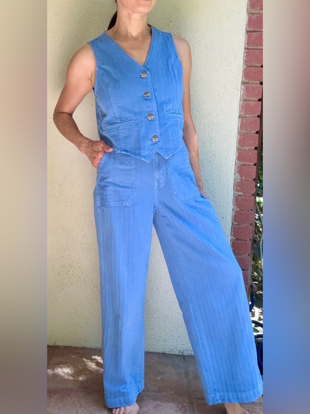 Matching Denim Pants And Vest, Size Small